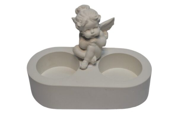 BC569 - SUPORT 2 LUMANARI CU FETITA INGERAS 3D - imagine 3